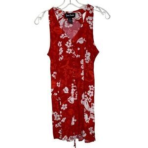 Vintage Hawaiian Red Floral Dress Small Jamie Brooke retro
